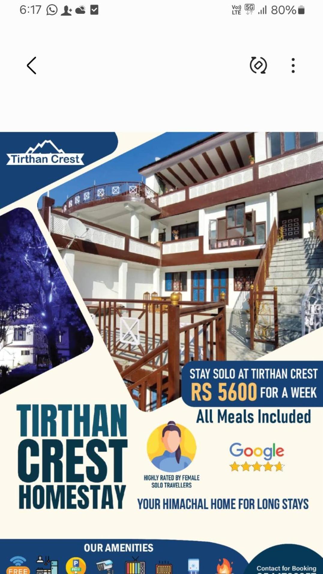 Tirthan Crest Homestay Banjār Екстериор снимка